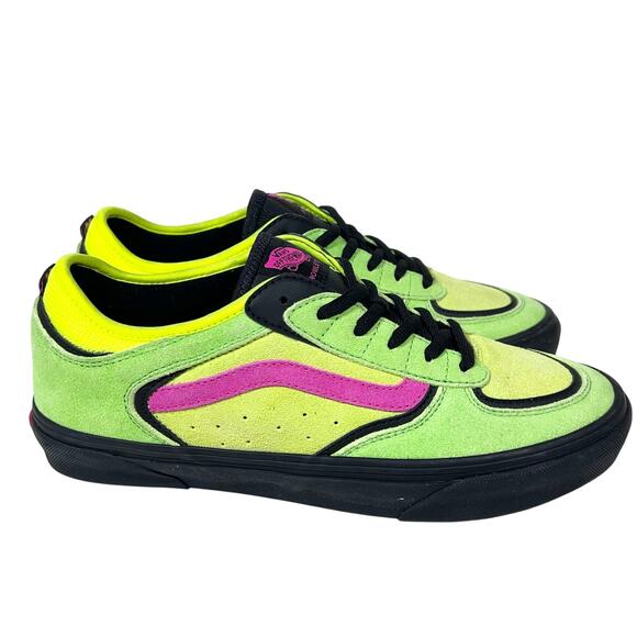 Vans Off The Wall Skate Rowley Sneaker Shoes Men 9 Women 10.5 Neon Pink Green - Picture 2 of 8